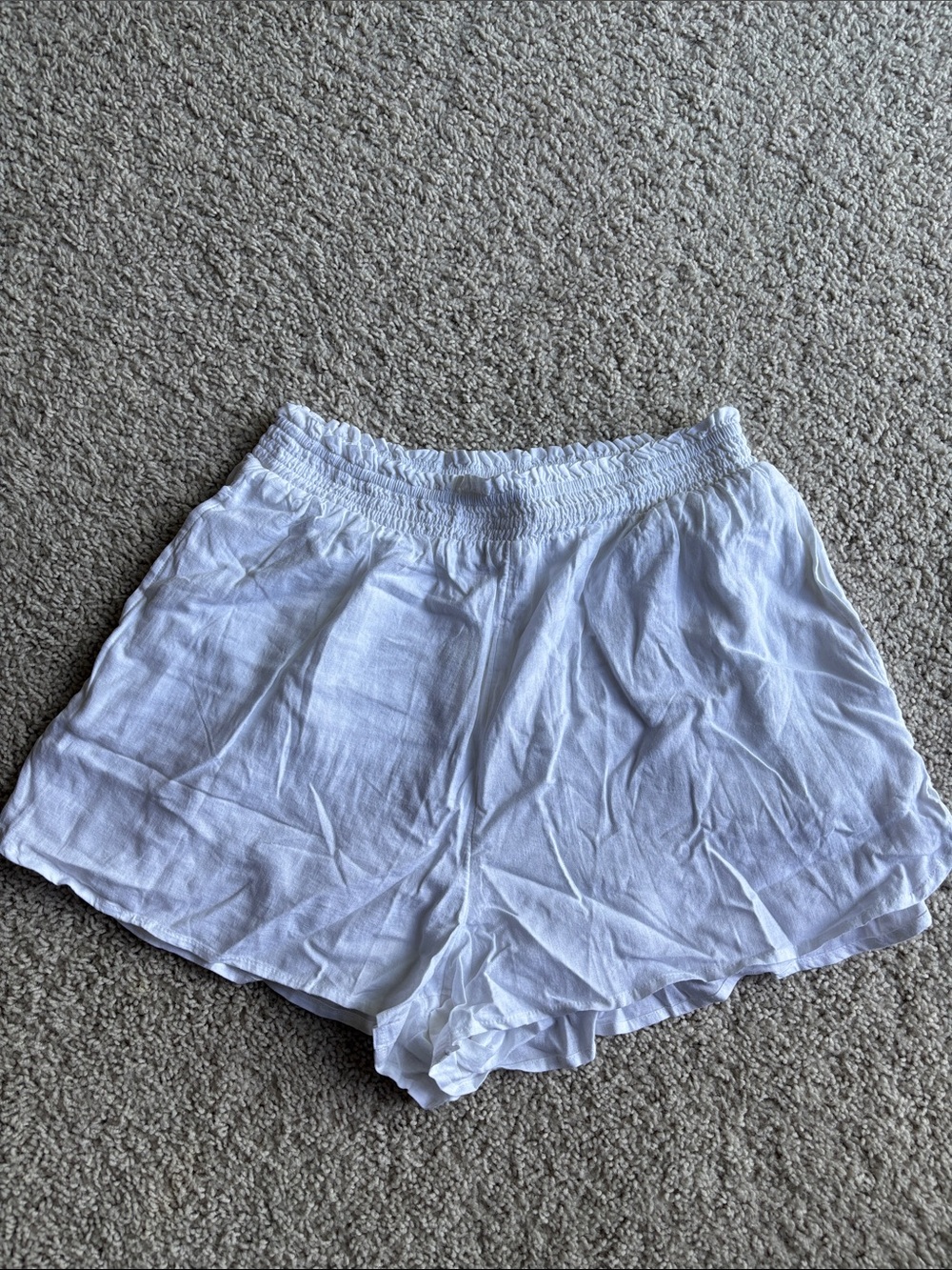 Aerie Linen Blend White Elastic Waist Lightweight Shorts- NWT